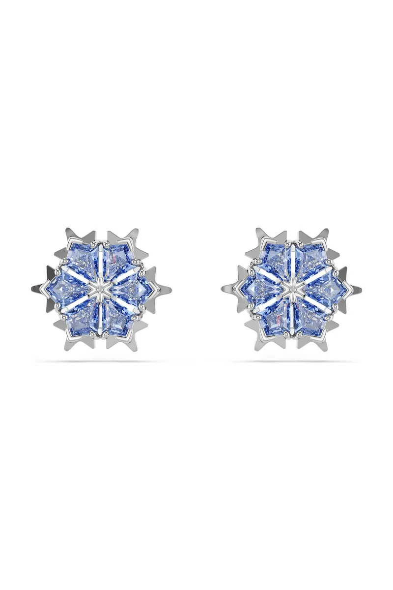 Swarovski γυναικεία σκουλαρίκια με καραφάκι χιονονιφάδα, μπλε, επιμετάλλωση ροδίου "Magic" - 5734242
