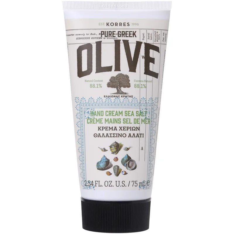 Korres Pure Greek Olive Hand Cream Sea Salt Ενυδατική, μη-Λιπαρή Κρέμα Χεριών με Παρθένο Ελαιόλαδο & Θαλασσινό Αλάτι 75ml