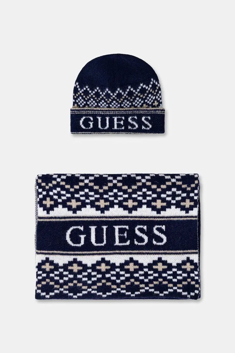 Σκουφάκι και κασκόλ με προσθήκη μαλλιού Guess