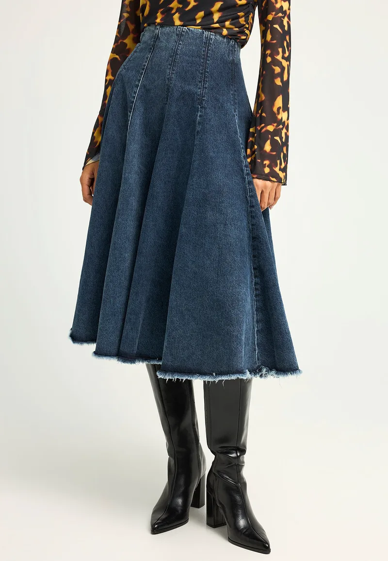 Midi denim φούστα από 100% βαμβάκι