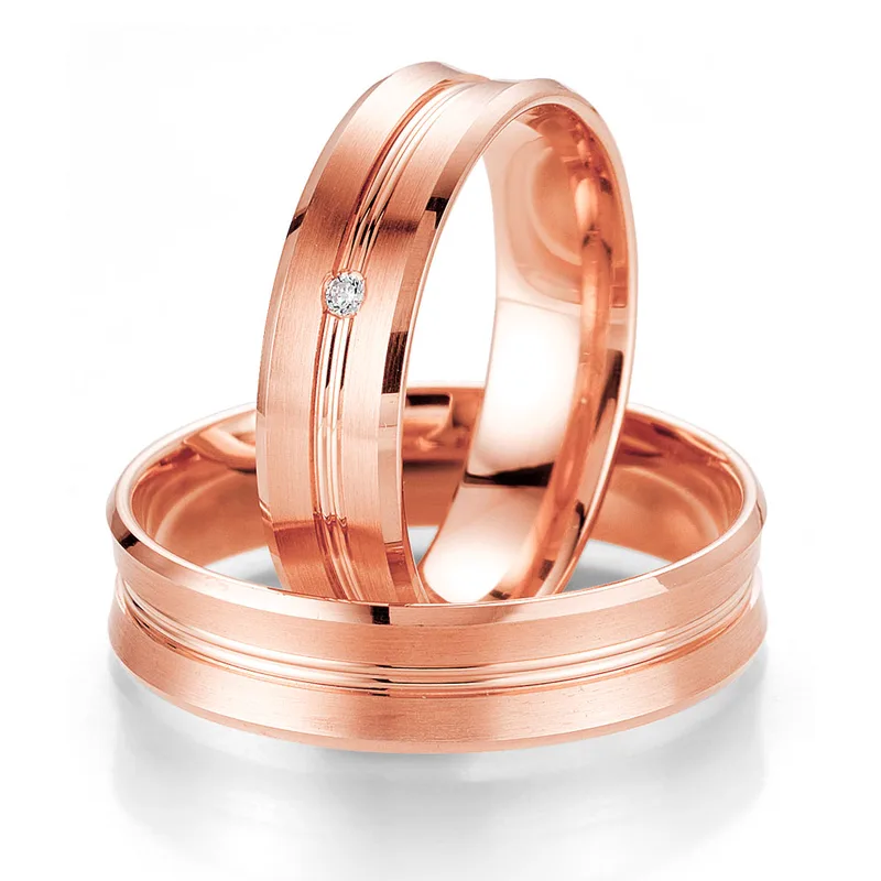 Ροζ Χρυσή Βέρα Γάμου Breuning με ή χωρίς Πέτρες WR316R diamonds k8