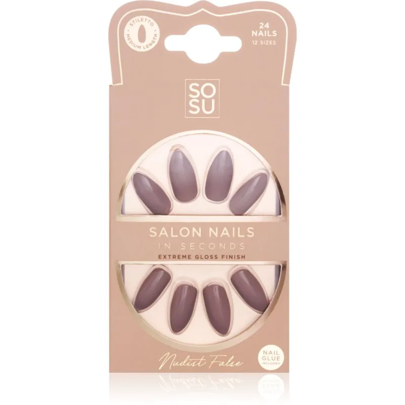 SOSU Cosmetics Salon Nails Ψεύτικα νύχια απόχρωση Nudist 24 τμχ