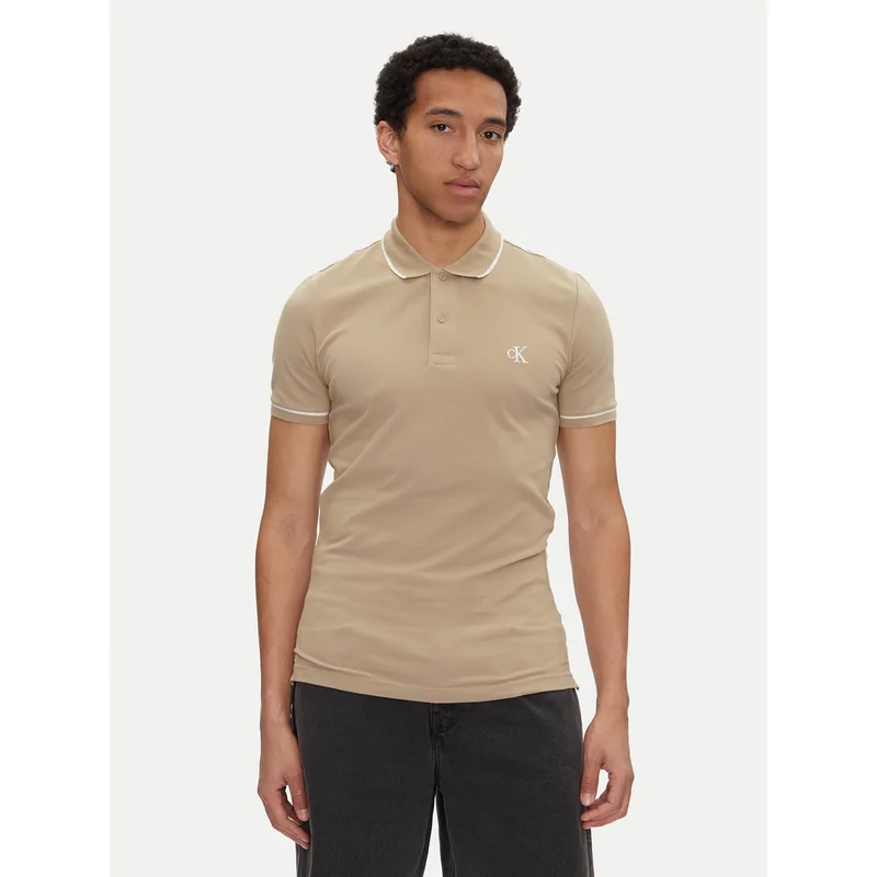 Calvin Klein Jeans Polo J30J315603 Μπεζ Slim Fit