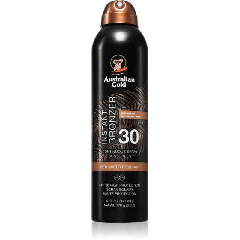 Australian Χρυσό Instant Bronzer αντηλιακό σπρέι με τερακότα SPF 30 177 ml