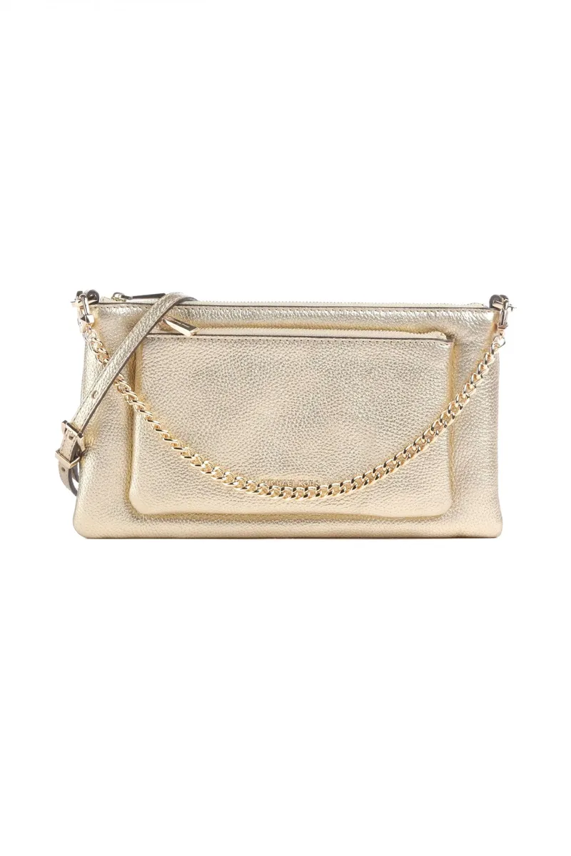 MICHAEL KORS ΤΣΑΝΤΑ CROSSBODY XEIΡΟΣ JET SET ΑΛΥΣΙΔΑ LOGO XΡΥΣΟ
