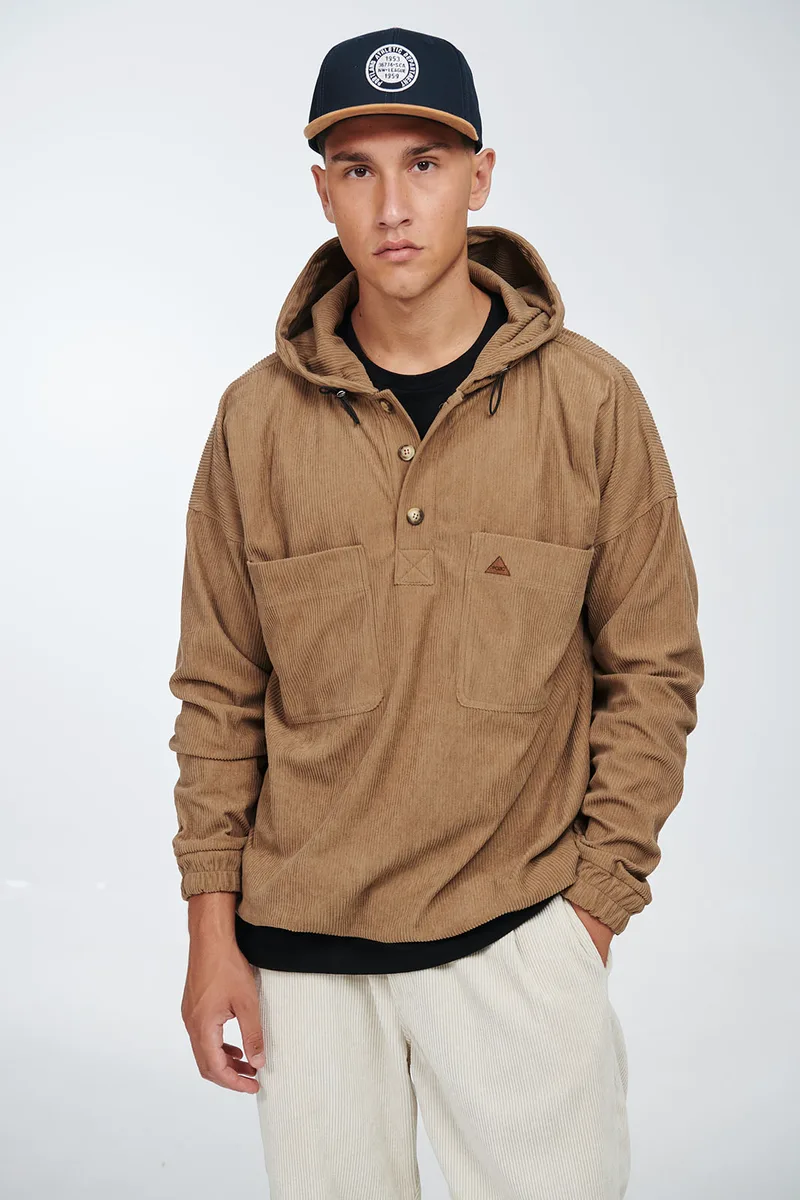 Μπέζ κοτλέ hoodie