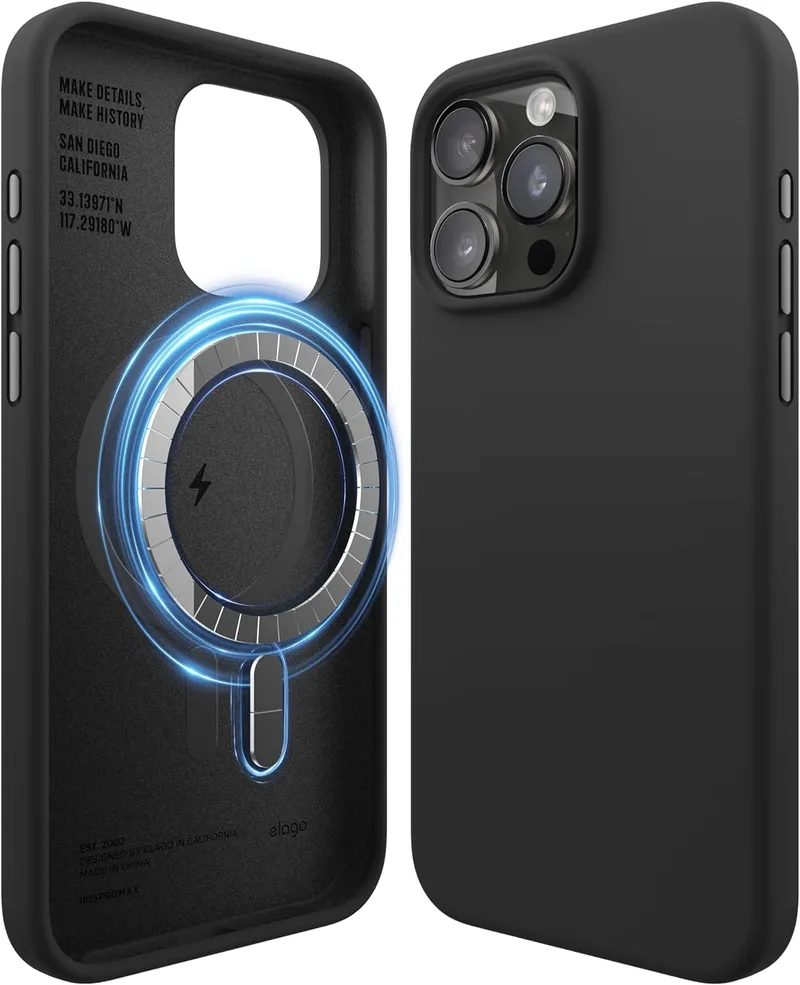 Elago Magnetic Silicone Case - Premium MagSafe Θήκη Σιλικόνης - Apple iPhone 15 Pro Max - Black (ES15MSSC67PRO-BK)