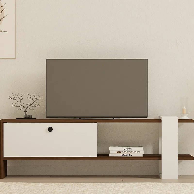 Έπιπλο Τηλεόρασης (120x25x36.8) A-G Gaye 835PUQ3025 Walnut/White
