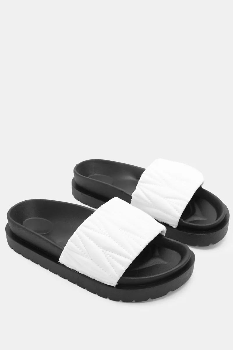 Σανδάλια Flatform με Φαρδιά Φάσα - Λευκό