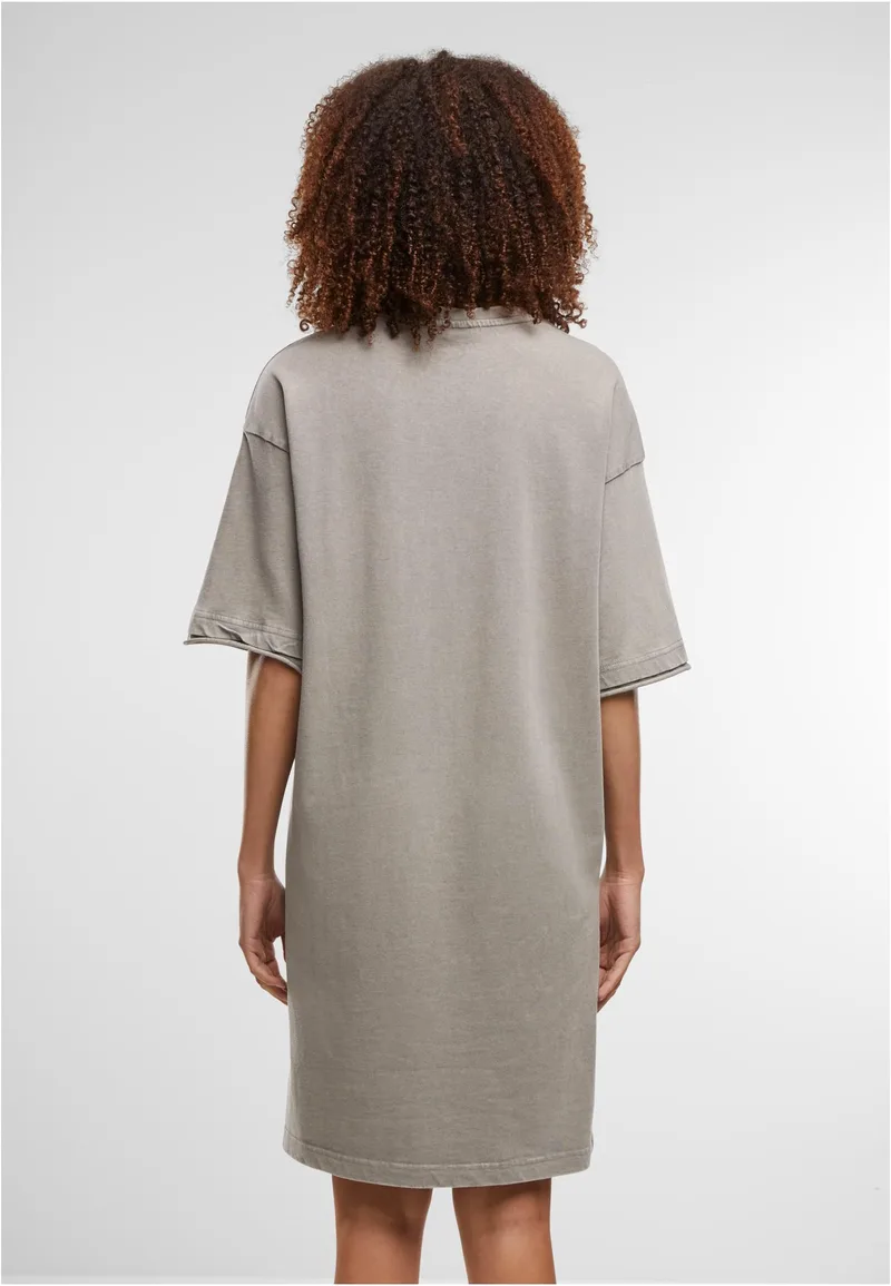 Ladies Washed Jersey T-Shirt Dress Urban Classics TB7493-17822 steelgrey