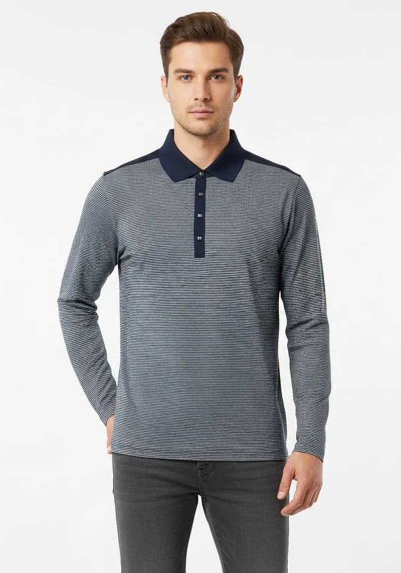 Karl Lagerfeld Polo της σειράς Stripe - 63210 504 60 Midnight Blue
