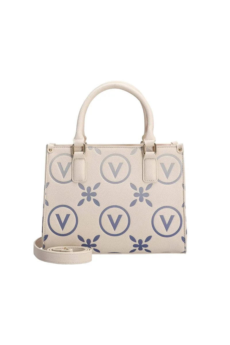 Valentino γυναικεία τσάντα χειρός με contrast ανάγλυφο λογότυπο "Samba Re" - 73LVBS9RS04/SAM Εκρού