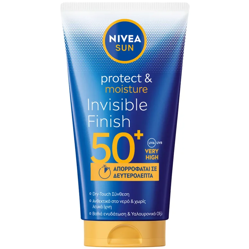 Nivea Sun Protect & Moisture Invisible Finish Spf50+ Lotion Αντηλιακό Γαλάκτωμα Προσώπου Σώματος Πολύ Υψηλής Προστασίας με Σύνθεση Dry-Touch 150ml