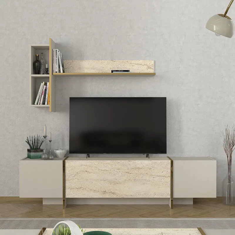 Σύνθεση Τηλεόρασης Veyron - Travertine 804Trh4919 (180x45x32,3 cm)
