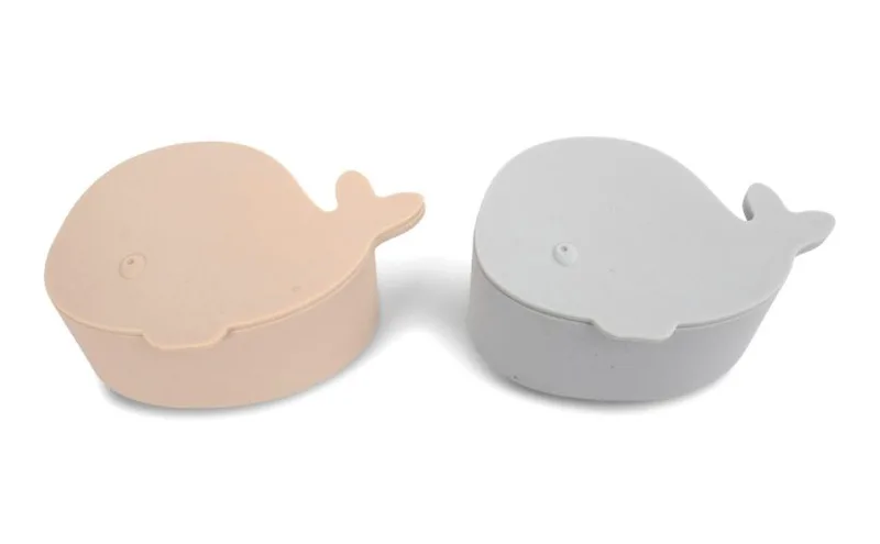 Filibabba Set of 2 Silicone Mini Snackboxes – Christian the Whale – Pearl Blue