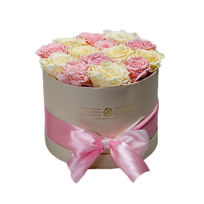 Forever Roses Ροζ-Λευκό Deluxe 19x20cm 14 τριαντάφυλλα