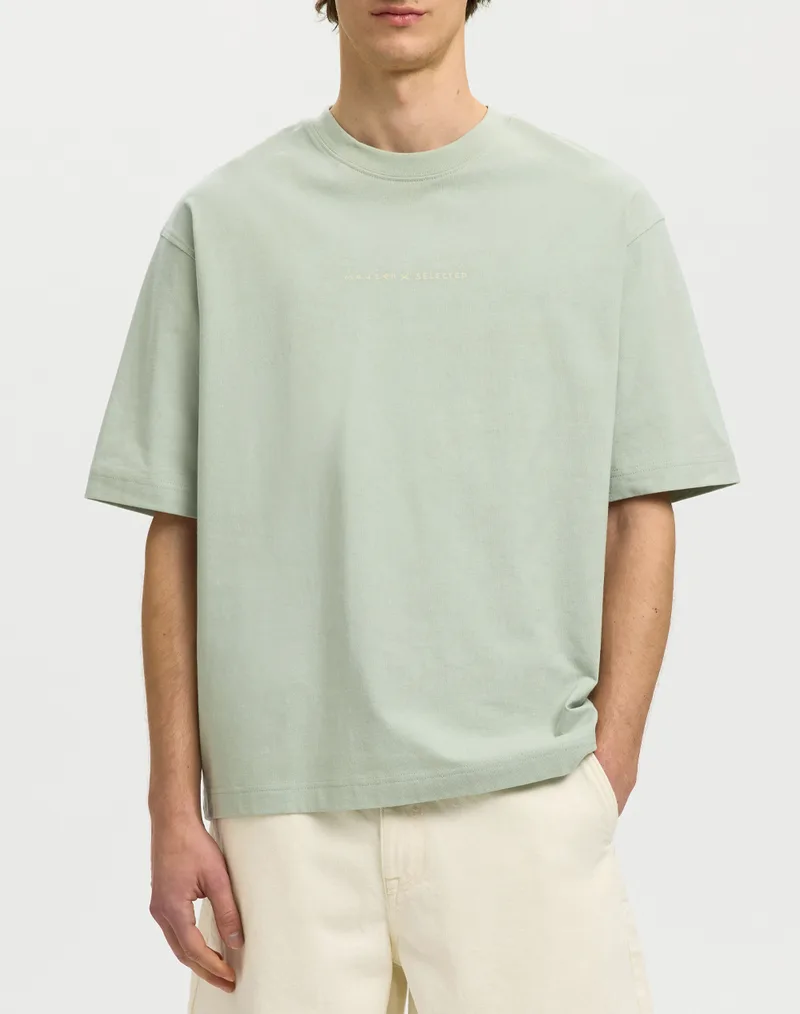 SEL SLHRELAXNORMAN LICENSE SS TEE 16101616-Aqua Gray Aqua