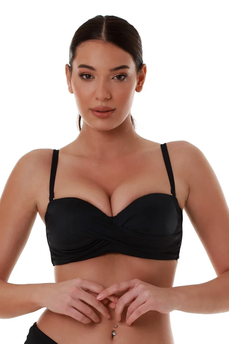 Bluepoint γυναικείο μαγιό bikini top strapless με μεταλλικό κούμπωμα ''Solids'' (D Cup) -26066093D-02