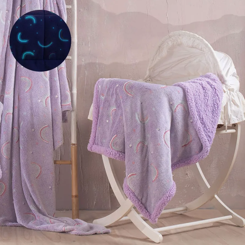 Φωσφοριζέ Κουβέρτα Fleece Αγκαλιάς Με Γουνάκι (80x110) Rythmos Nelie