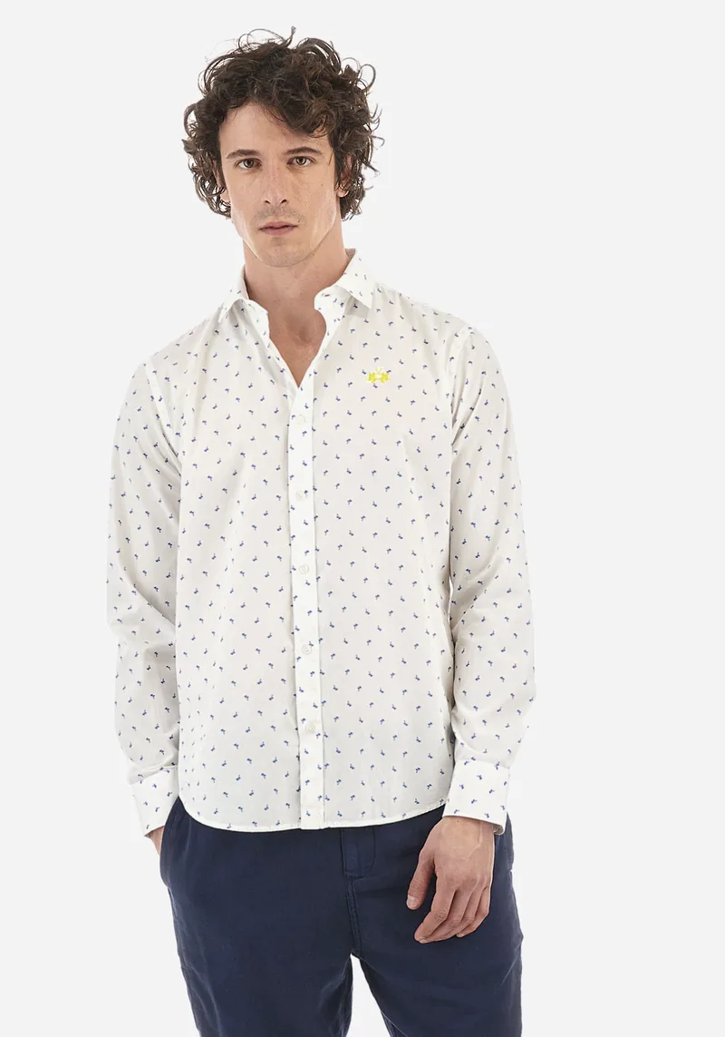 La Martina Πουκάμισο της σειράς Man Poplin - YMC030 PP690 F0051 Optic White