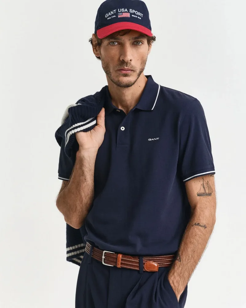 Gant Ανδρικό Βαμβακερό Polo Regular Fit Με Tipped Λεπτομέρειες