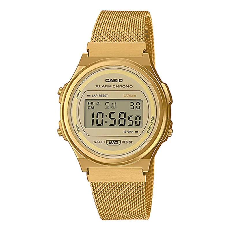 CASIO Vintage Χρυσό Stainless Steel Bracelet A-171WEMG-9AEF