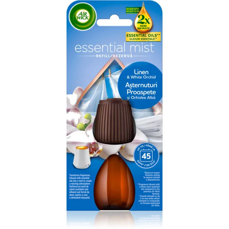 Air Wick Essential Oils Linen & White Orchid ανταλλακτικό για διαχυτές αρώματος 20 ml