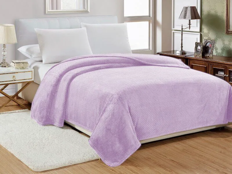 Κουβέρτα Υπέρδιπλη Βελουτέ Popcorn Jacquard Flannel Γαρύφαλλο 220x240 - Λιλά