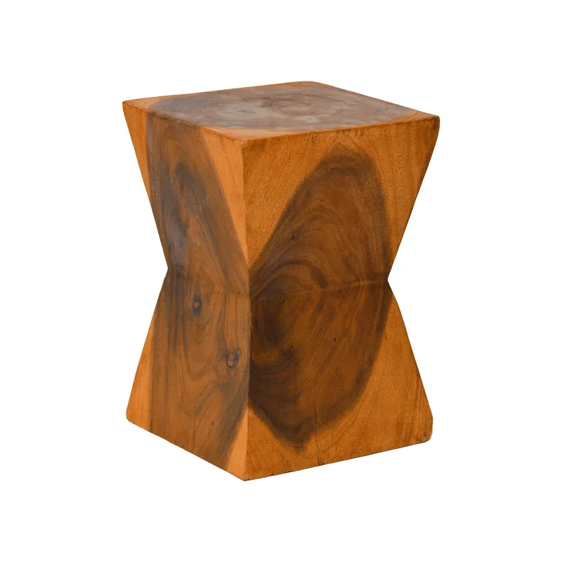 Σκαμπό Clepsydra pakoworld suar ξύλο σε φυσική απόχρωση 31x31x45εκ - PAKO WORLD - 338-000036