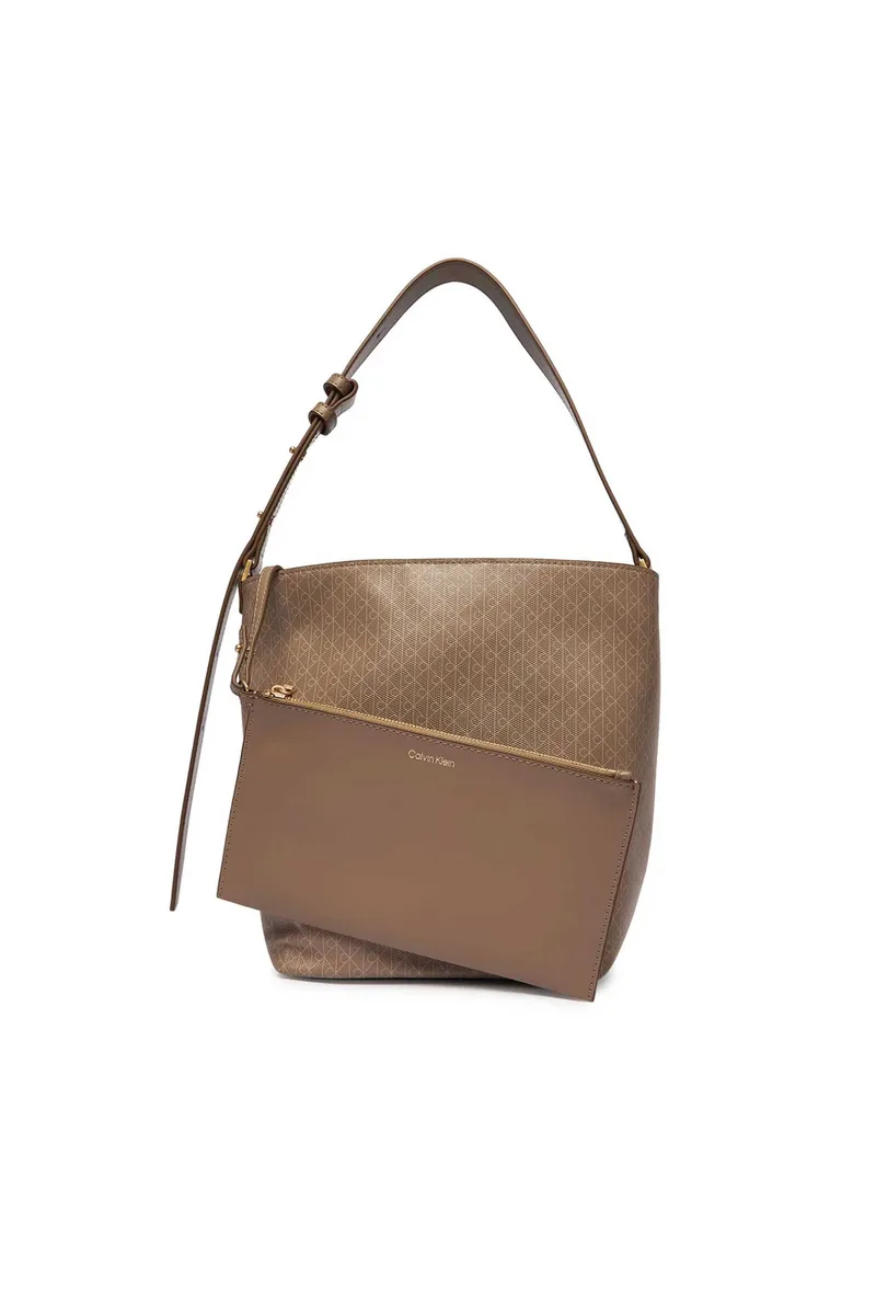 Calvin Klein Jeans γυναικεία τσάντα bucket με pouch και all0over monogram - LV04F3365G Μπεζ
