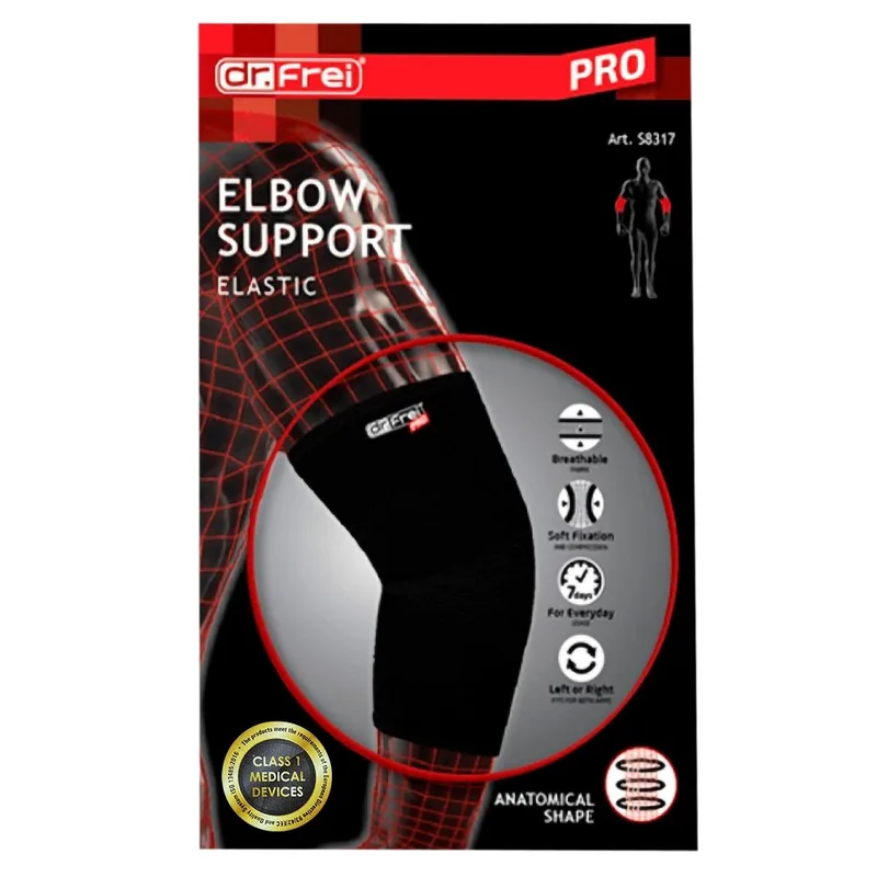 Dr. Frei Elbow Support Elastic Αμφιδέξια Επιαγκωνίδα Ελαστική Καθημερινής Χρήσης Μαύρο 1 Τεμάχιο - Medium