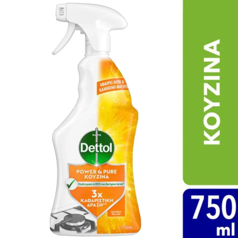 Dettol Power & Pure Oxygen Splash Πολυκαθαριστικό Σπρέι Κουζίνας που Εξουδετερώνει τα Βακτήρια & τους Ιούς 750ml