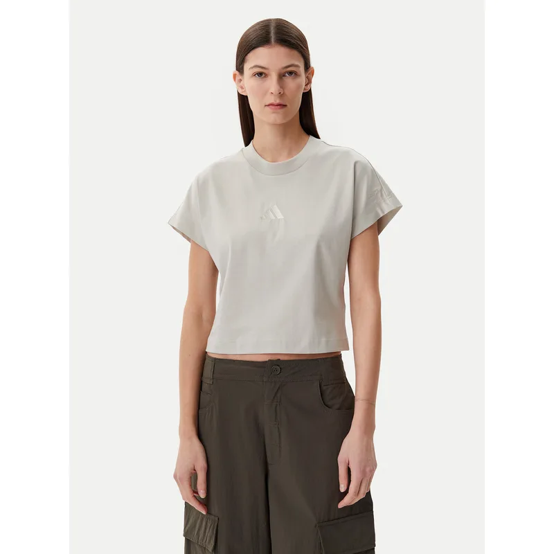 adidas T-Shirt ALL SZN JJ1241 Μπεζ Regular Fit