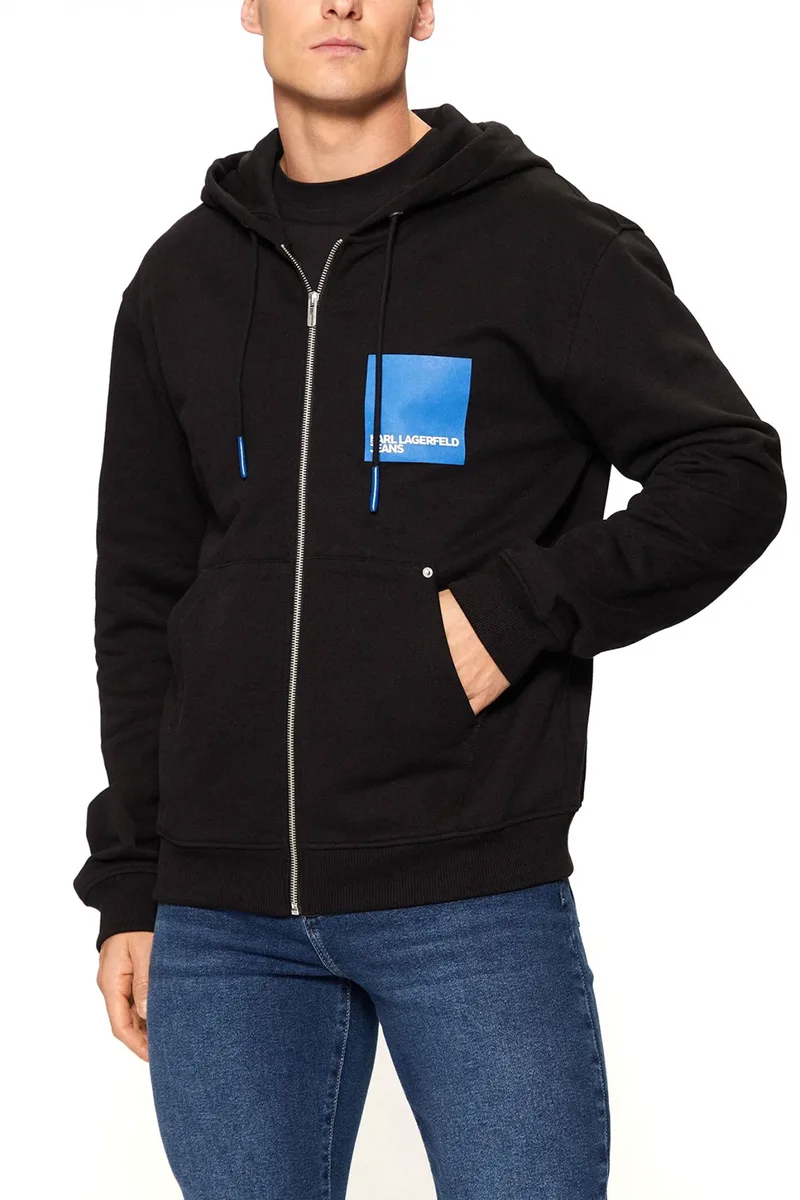KARL LAGERFELD JEANS ΦΟΥΤΕΡ FULL ZIP KLJ REGULAR BOX LOGO ZIP HOODIE ΜΑΥΡΟ
