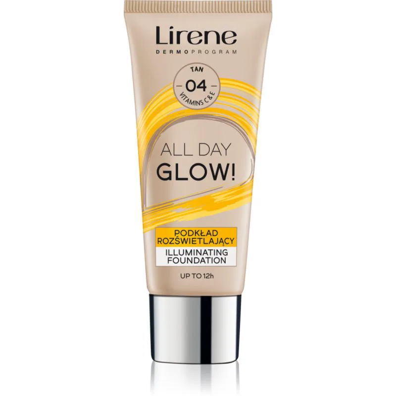 Lirene ALL DAY GLOW! λαμπρυντικό ρευστό μεικ απ για μακρόχρονη επίδραση απόχρωση 04 Tanned 30 ml