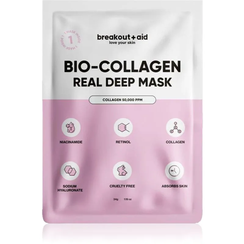 breakout + aid Bio-Collagen Real Deep Mask μασκα νύχτας με κολαγόνο 1 τμχ