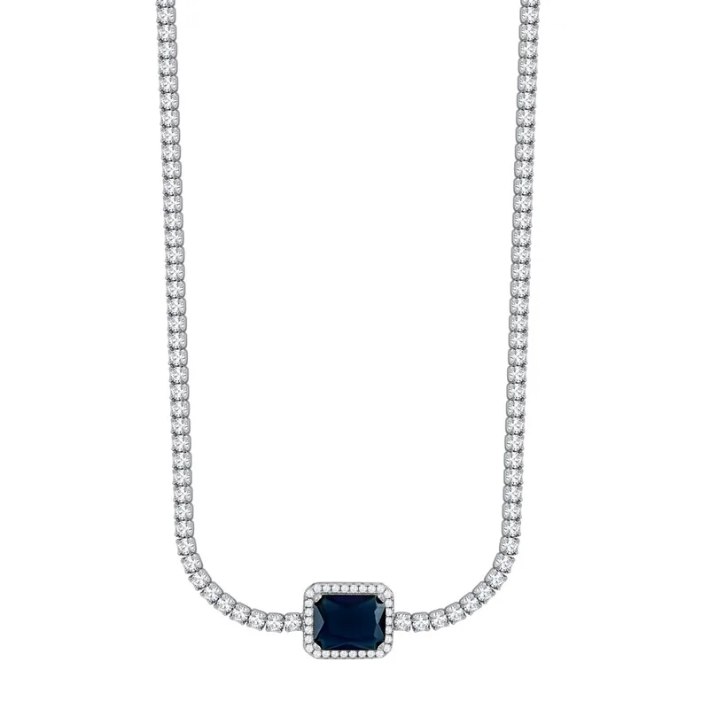 Κολιέ Choker Mε Μπλε Πέτρα από Ασήμι KL993