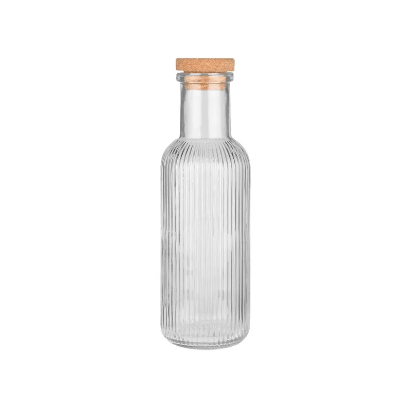 Estia Μπουκάλι Γυάλινο 1000Ml Ανάγλυφο Με Φελλό Διάφανο
