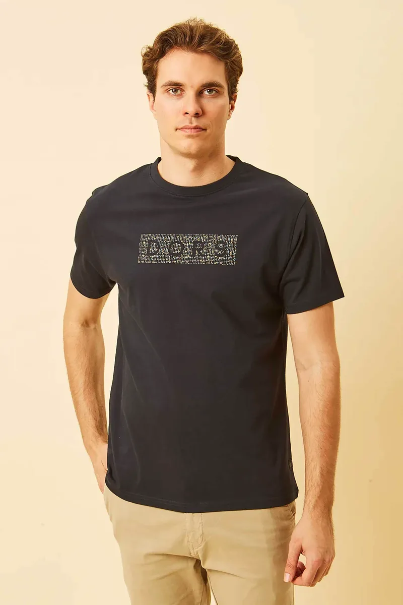 DORS ανδρικό T-shirt με graphic logo Regular Fit - 1140024.C02 Μπλε Σκούρο