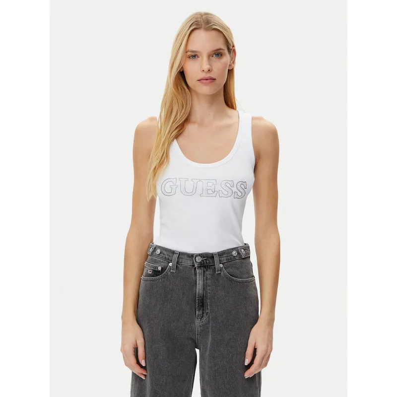 Guess Τοπ W5GP29 KA0H1 Λευκό Regular Fit