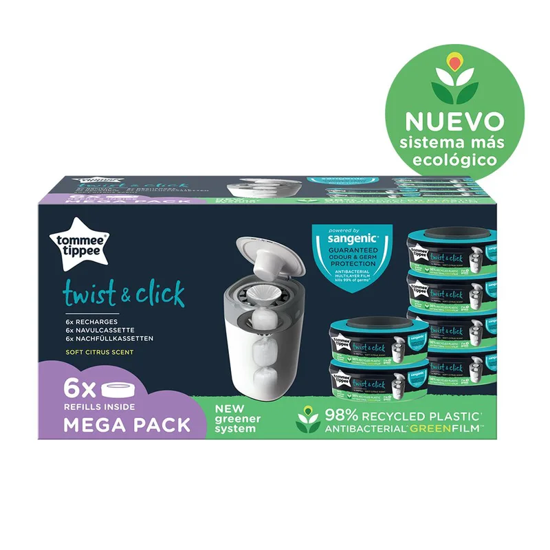 Tommee Tippee Twist & Click Refill Κωδ 85102301 Ανταλλακτικές Κασέτες Κάδου Απόρριψης Πάνας 6 Τεμάχια