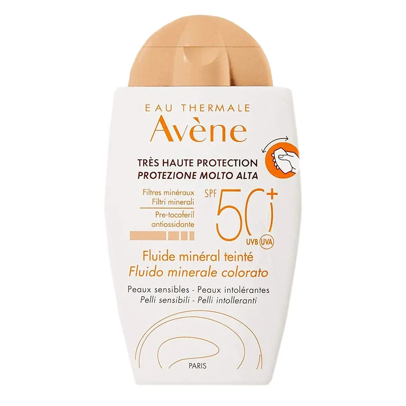 Avene Very High Protection Tinted Mineral Fluid Spf50+ Λεπτόρρευστη Αντηλιακή Κρέμα Προσώπου Πολύ Υψηλής Προστασίας για το Ευαίσθητο, μη Ανεκτικό Δέρμα 40ml