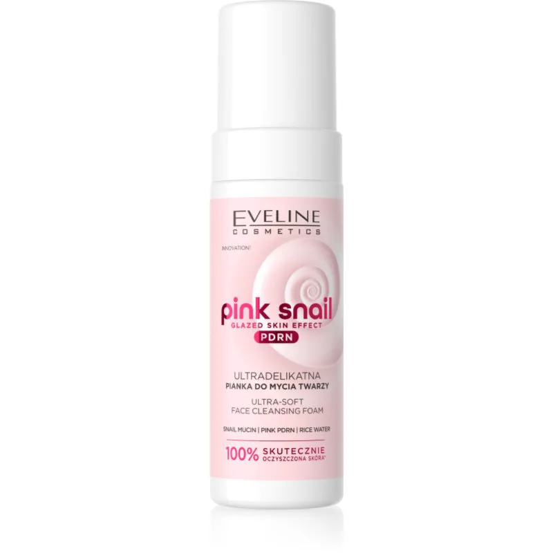 Eveline Cosmetics Ροζ Snail Glazed Skin Effect απαλός καθαριστικός αφρός για το πρόσωπο 150 ml