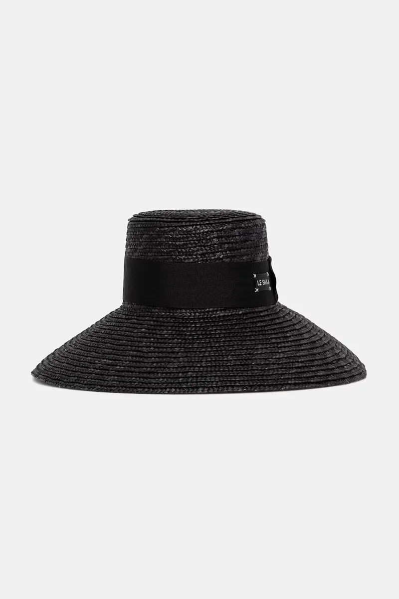LE SH KA headwear καπέλο με πλατύ γείσο Γυναικείο Black Straw Veil