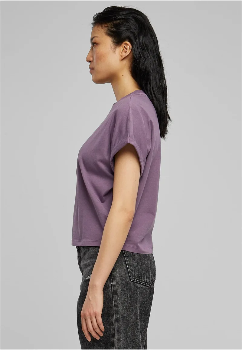 Ladies Short Pigment Dye Cut On Sleeve Tee Urban Classics TB4088-02898 duskviolet