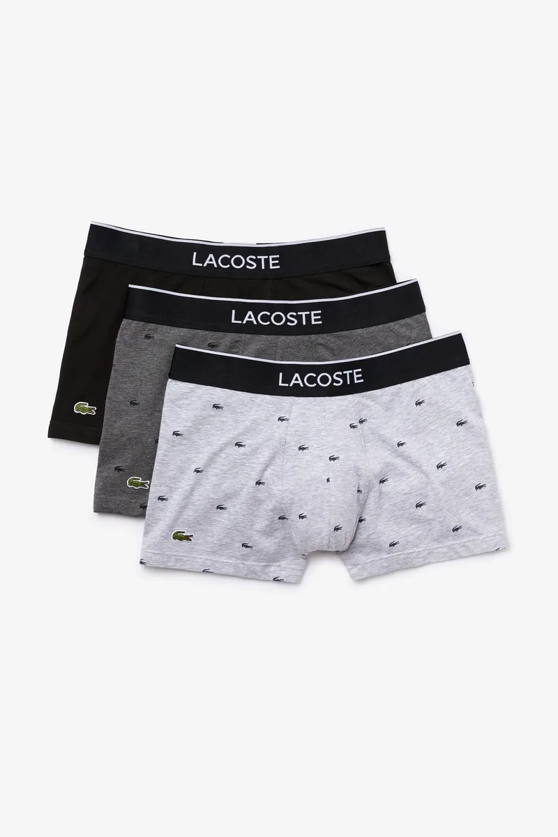 Lacoste ανδρικό σετ μποξεράκια με μικροσχέδιο (3 τεμάχια) - 5H3411 Γκρι