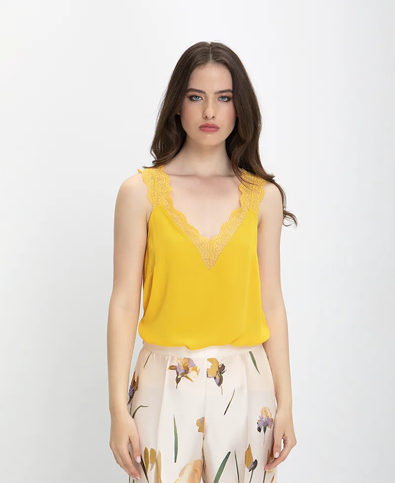 Lingerie Style Τοπ με Δαντέλα σε Κροκί