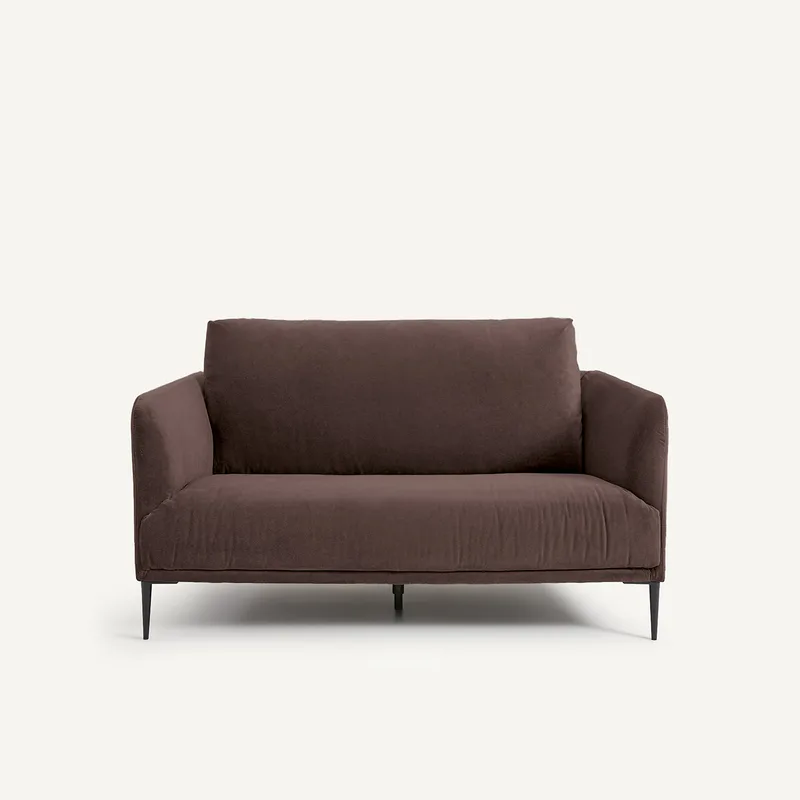 Διθέσιος καναπές από λινό βελούδο Μ103xΠ145xΥ82cm