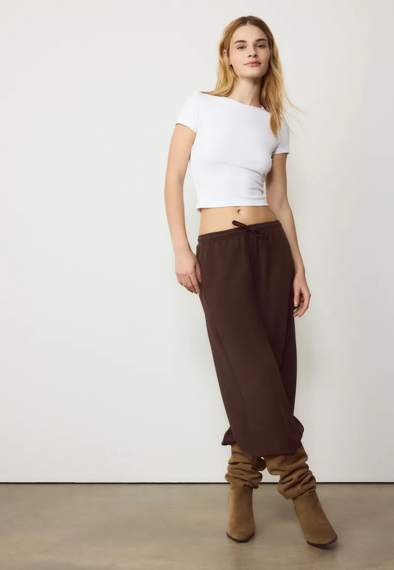 Stradivarius Βασική Μπλούζα Slim Fit Λευκό S
