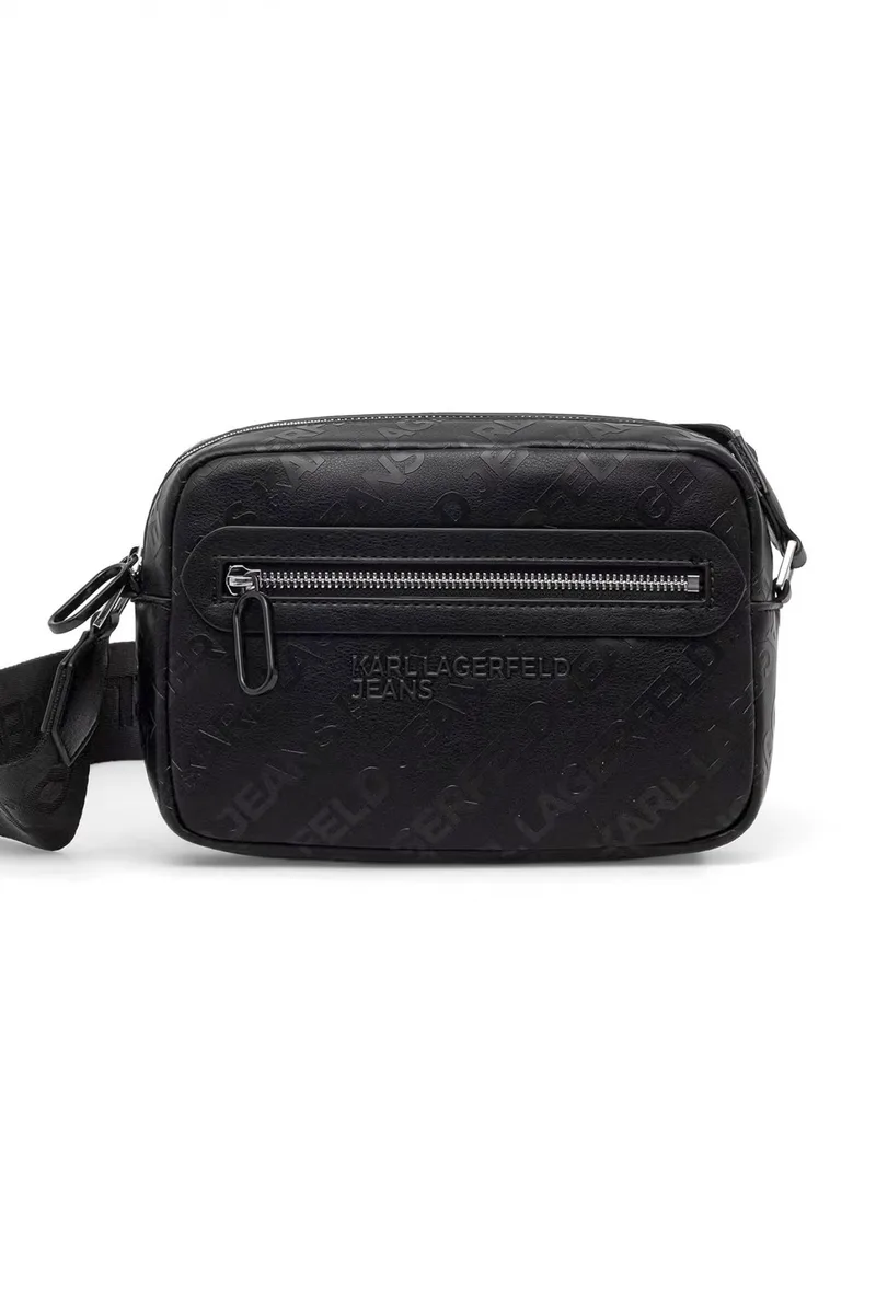 KARL LAGERFELD JEANS ΤΣΑΝΤΑΚΙ LOGO CAMERA BAG AOP ΜΑΥΡΟ